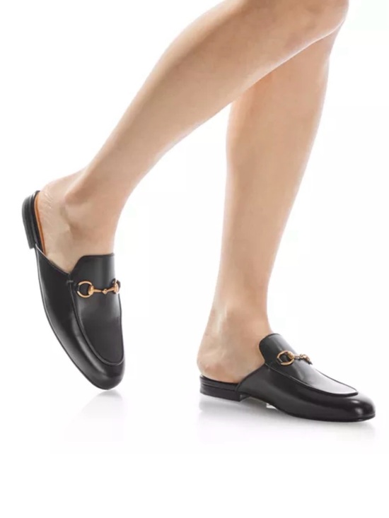 Gucci Shoes - Gucci Black Leather Horsebit Backless Loafers